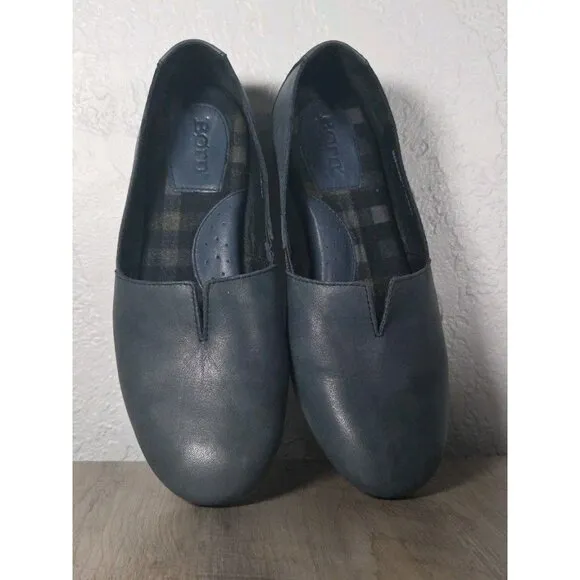 Born Women's Sebra Ballet Flats SZ 8 M Navy Blue Leather Comfy Slip On Shoe