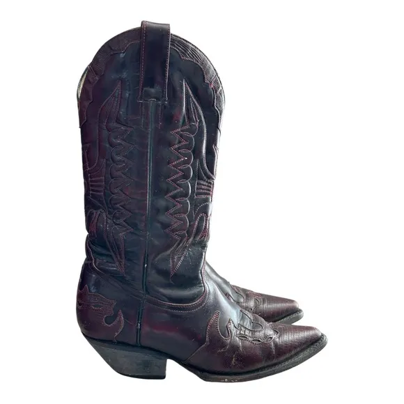 Botas Baja Men's Western Cowboy Boots Black Cherry Size 8