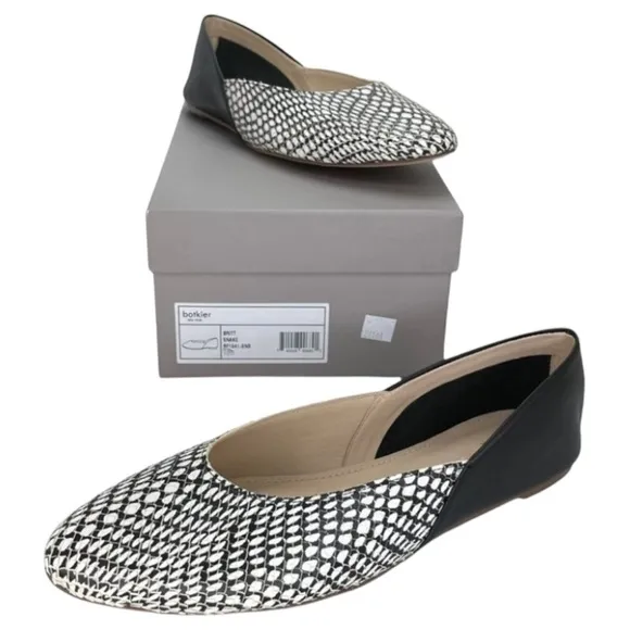 Botkier Britt Womens Flats 7.5M Leather Snake Print Slip On