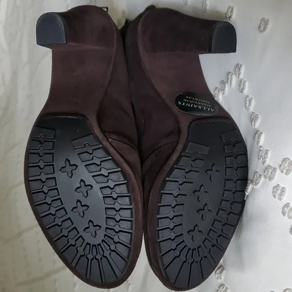 Brand New All Saints Grimsby Heeled Brown Suede Boots size 9.5