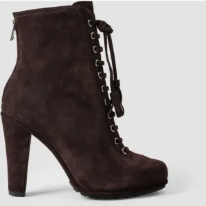 Brand New All Saints Grimsby Heeled Brown Suede Boots size 9.5
