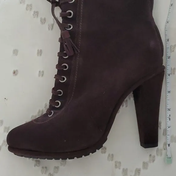 Brand New All Saints Grimsby Heeled Brown Suede Boots size 9.5
