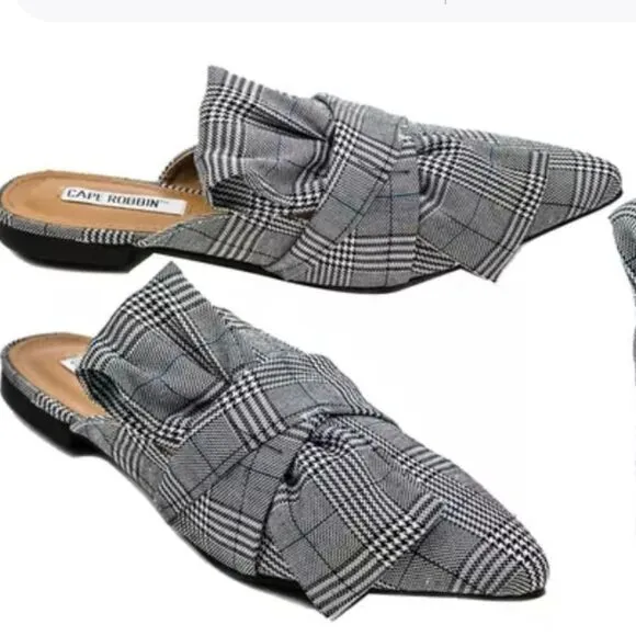 BRAND NEW CAPE ROBBIN  POINTED TOE WOMEN&quot;S BOWTIE MULE LOAFERS SLIP-ON FLAT