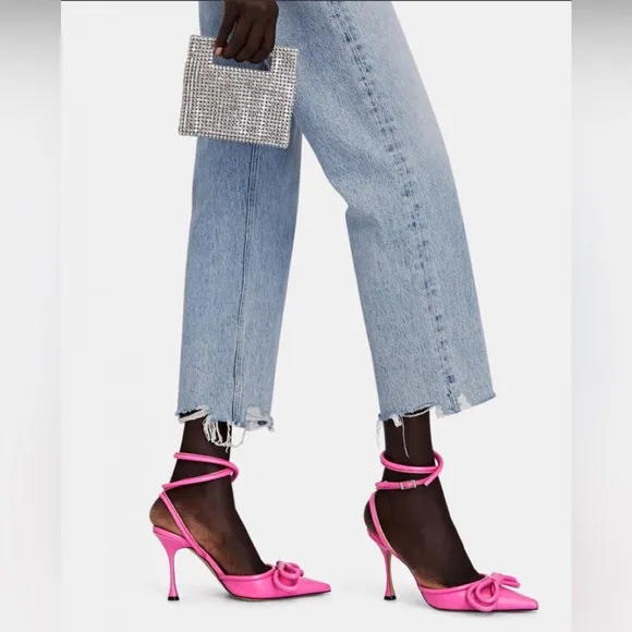 Brand new Mach &amp; Mach Bow Leather Sandals in Fuschia .
