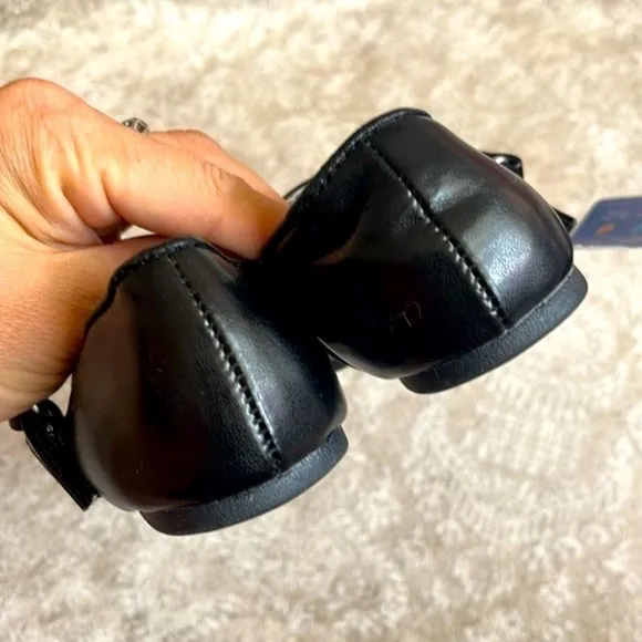 Brand New Set of 2 Pairs of Black Flats Toddler Girls Mary Jane Slip On Shoes