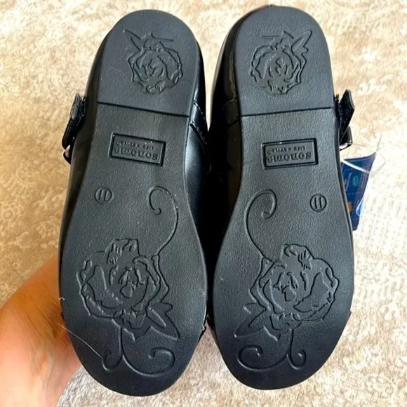 Brand New Set of 2 Pairs of Black Flats Toddler Girls Mary Jane Slip On Shoes