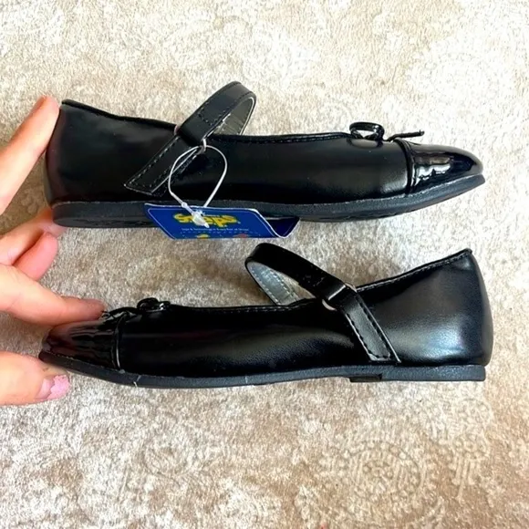 Brand New Set of 2 Pairs of Black Flats Toddler Girls Mary Jane Slip On Shoes