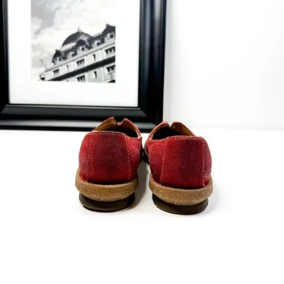 Børn Women’s Suede Leather Slip-On Flats Walking Shoes - Red - Size 7.5