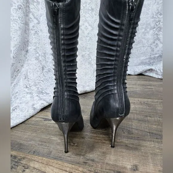 BRONX WOMEN BOOTS ALL BLACK LEATHER SIZE 37 size 7 high heels