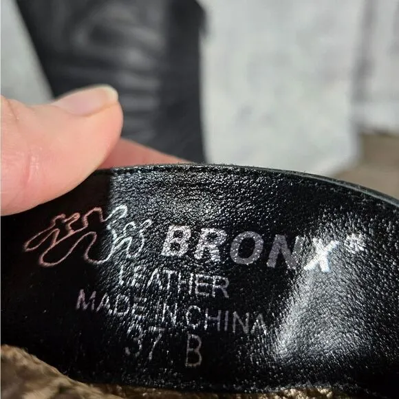 BRONX WOMEN BOOTS ALL BLACK LEATHER SIZE 37 size 7 high heels