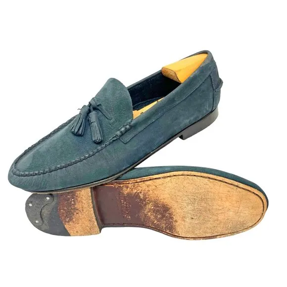 Brooks Brothers 5229 Hand Sewn Nubuck Moc‎ Toe Tassel Loafers