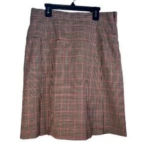 BROOKS BROTHERS Italian Wool Houndstooth Plaid Pleated Estethia Skirt 8 Petite