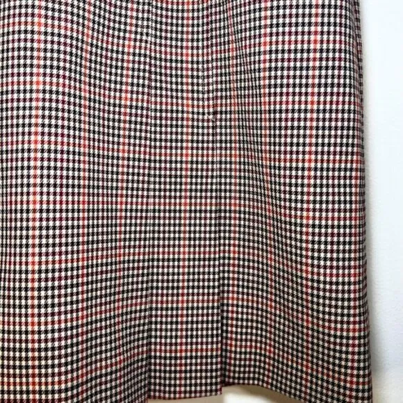 BROOKS BROTHERS Italian Wool Houndstooth Plaid Pleated Estethia Skirt 8 Petite