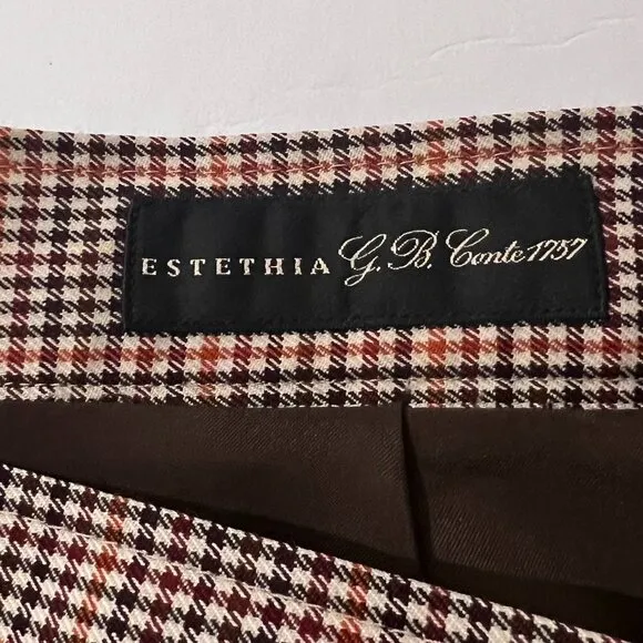 BROOKS BROTHERS Italian Wool Houndstooth Plaid Pleated Estethia Skirt 8 Petite