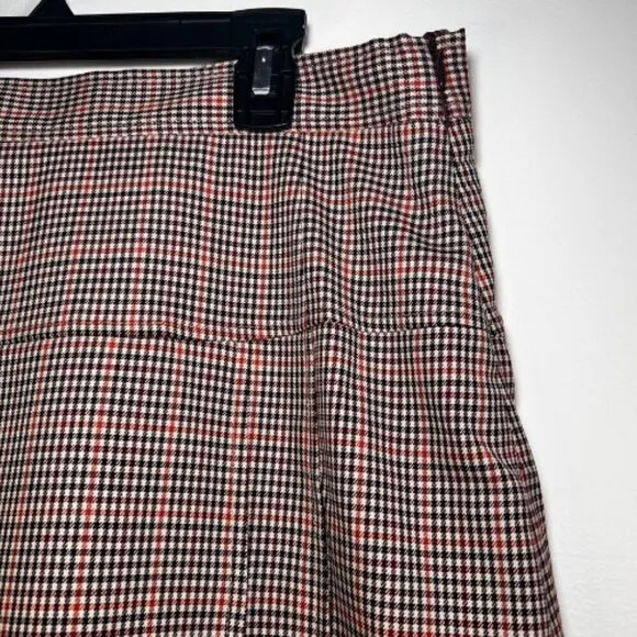 BROOKS BROTHERS Italian Wool Houndstooth Plaid Pleated Estethia Skirt 8 Petite
