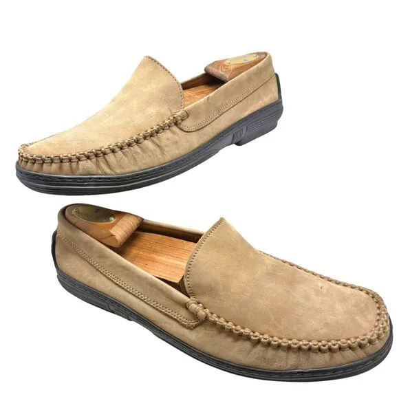 Brooks Brothers Mens Taupe Nubuck Moc Toe‎ Slip On Casual Loafers