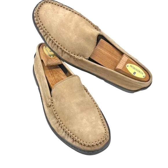 Brooks Brothers Mens Taupe Nubuck Moc Toe‎ Slip On Casual Loafers
