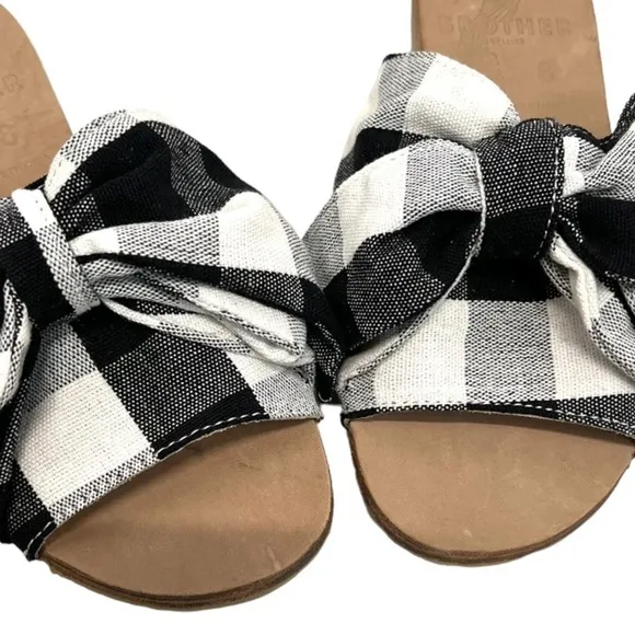 Brother Vellies Burkina Slide Montauk Picnic Gingham Bow Sandals NWT Women’s 8