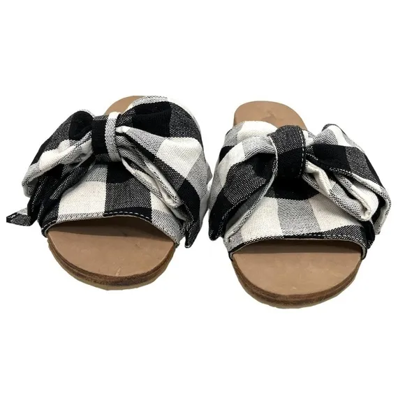 Brother Vellies Burkina Slide Montauk Picnic Gingham Bow Sandals NWT Women’s 8