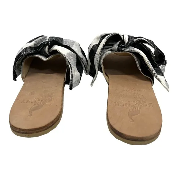 Brother Vellies Burkina Slide Montauk Picnic Gingham Bow Sandals NWT Women’s 8