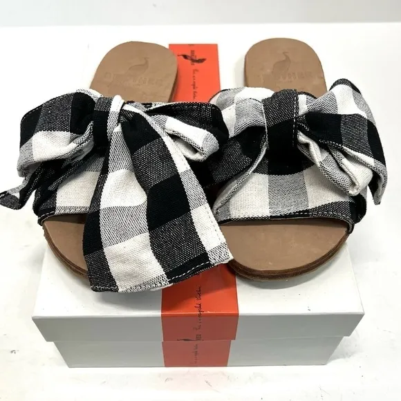 Brother Vellies Burkina Slide Montauk Picnic Gingham Bow Sandals NWT Women’s 8