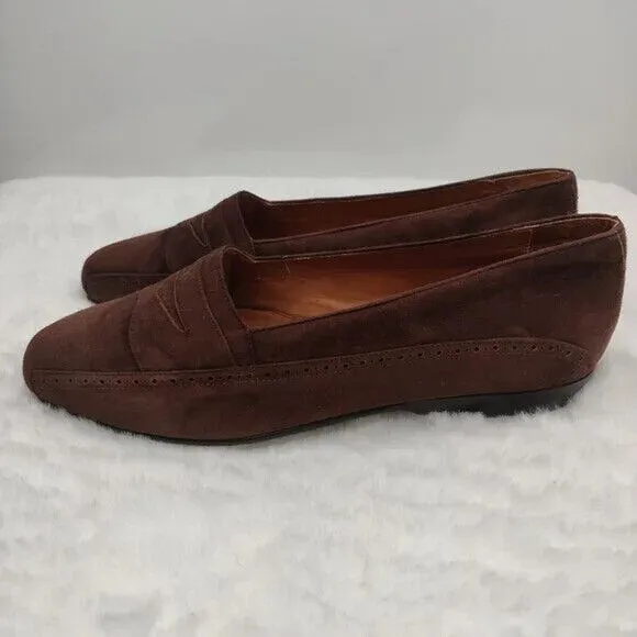 Brown R. Martegani Suede loafer flats sz 10 D