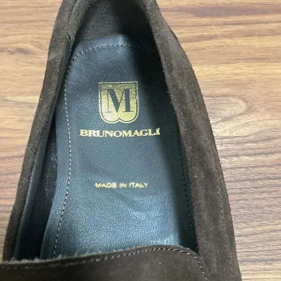 Bruno Magli Encino Casual Vamp Brown Suede Mens Loafers. Size 8 M.
