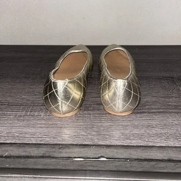 Bruno Magli Gold Quilted Metallic Slip On Ballet Leather Flats Size 38.5US 8.5