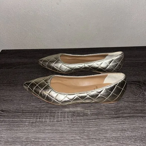 Bruno Magli Gold Quilted Metallic Slip On Ballet Leather Flats Size 38.5US 8.5