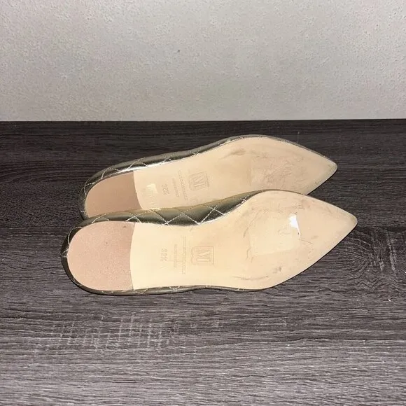 Bruno Magli Gold Quilted Metallic Slip On Ballet Leather Flats Size 38.5US 8.5