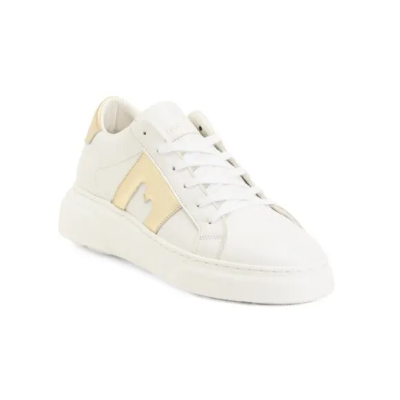 BRUNO MAGLI WHITE/GOLD Made In Portugal Leather Kali Sneakers