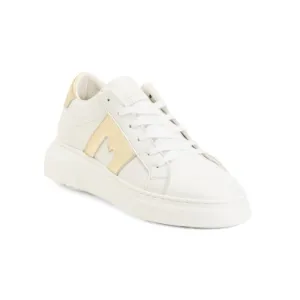 BRUNO MAGLI WHITE/GOLD Made In Portugal Leather Kali Sneakers