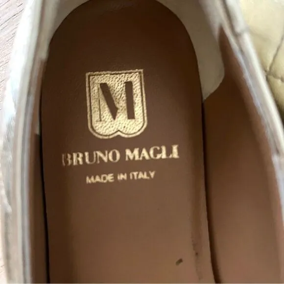 Bruno Magli Bianca Ballet Flats Quilted Leather in Metallic Gold 39 NWOB