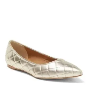 Bruno Magli Bianca Ballet Flats Quilted Leather in Metallic Gold 39 NWOB