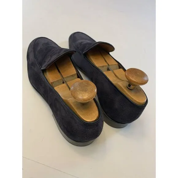 Bruno Parmigiani Italian Suede Shoes Mens EU 44 Slip On Loafers Oxford Leather