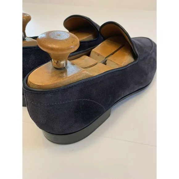 Bruno Parmigiani Italian Suede Shoes Mens EU 44 Slip On Loafers Oxford Leather