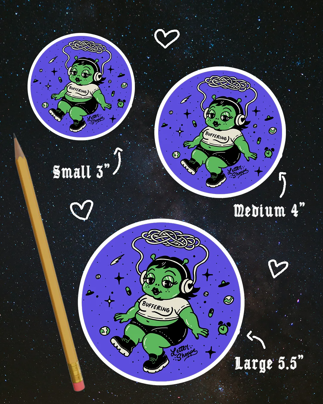 Buffering Babe Sticker – ADHD Brain Fog Alien Cutie
