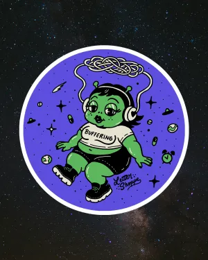 Buffering Babe Sticker – ADHD Brain Fog Alien Cutie