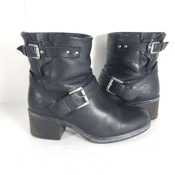 Bull Boxer Women’s US 6,5 EU 37 Black Leather Pull On Riding Boots Booties