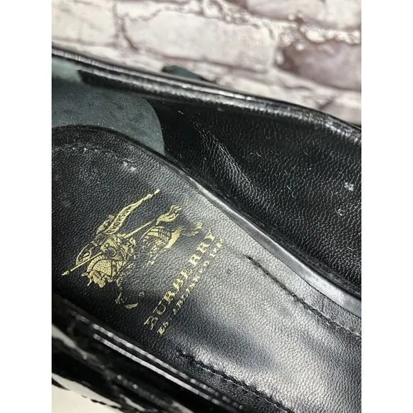 Burberry Black Patent Leather Quilted Buckle Strap Ballet Flats Women Sz 36EU/6M