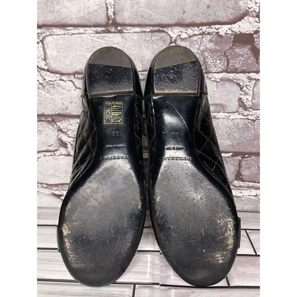 Burberry Black Patent Leather Quilted Buckle Strap Ballet Flats Women Sz 36EU/6M
