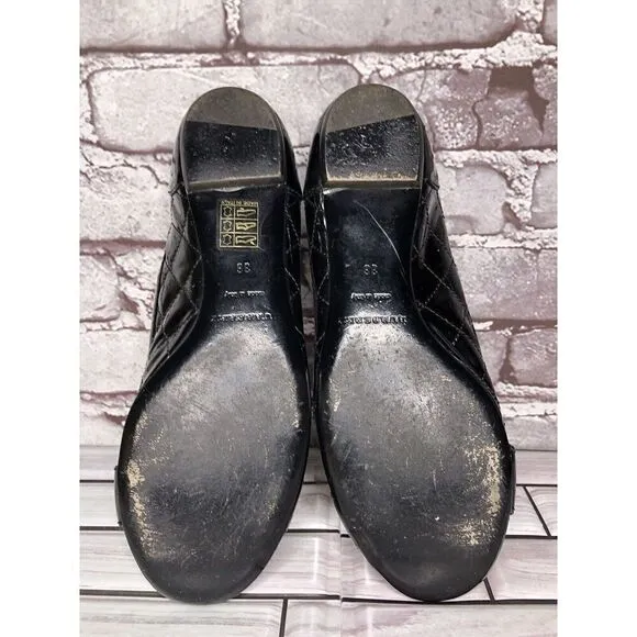 Burberry Black Patent Leather Quilted Buckle Strap Ballet Flats Women Sz 36EU/6M