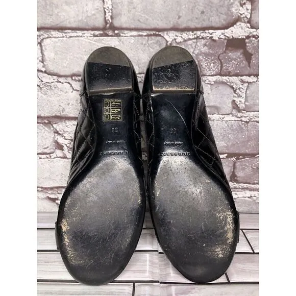 Burberry Black Patent Leather Quilted Buckle Strap Ballet Flats Women Sz 36EU/6M