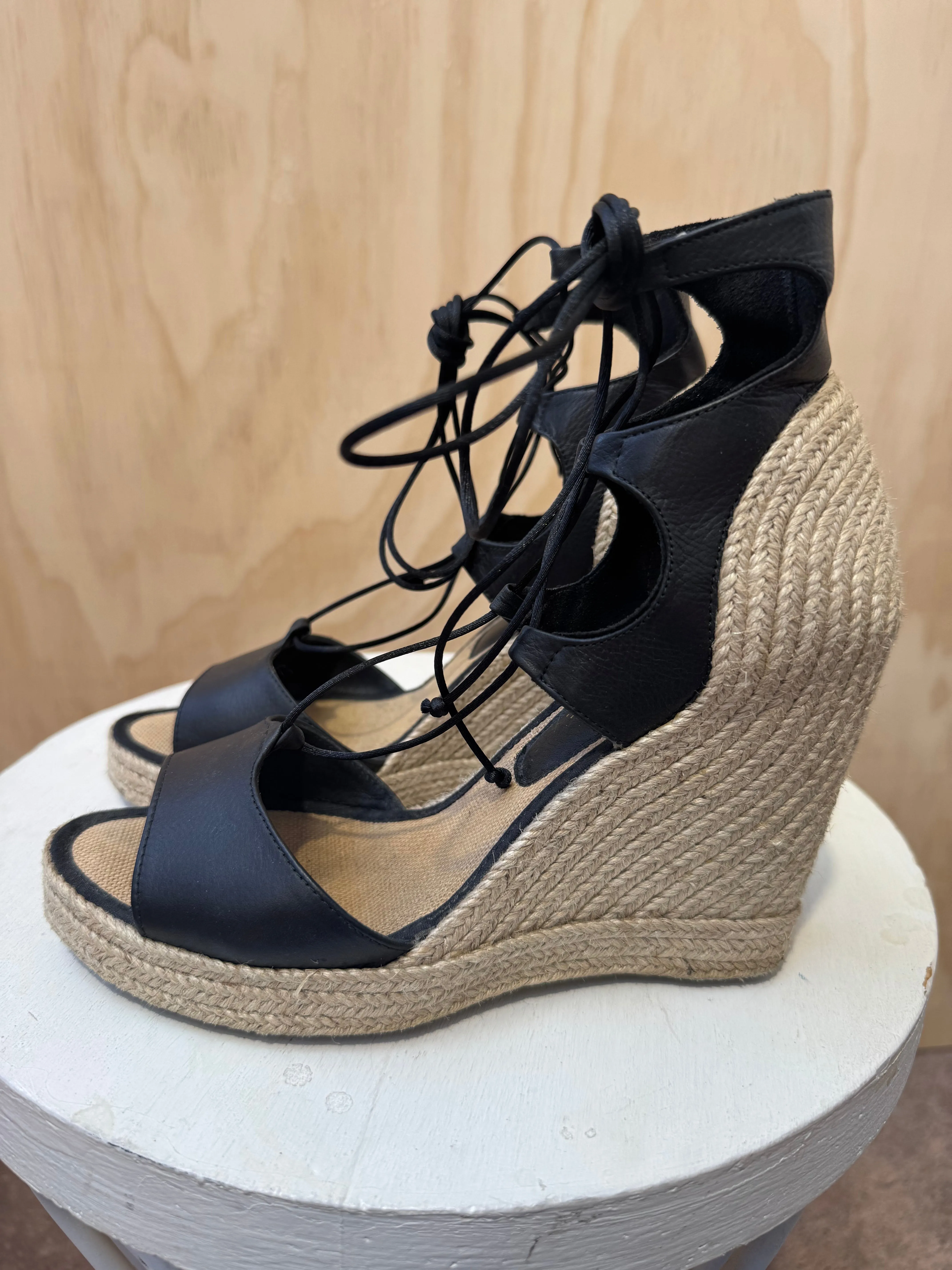 BY BIANCA LACE UP ESPADRILLES - SIZE 38