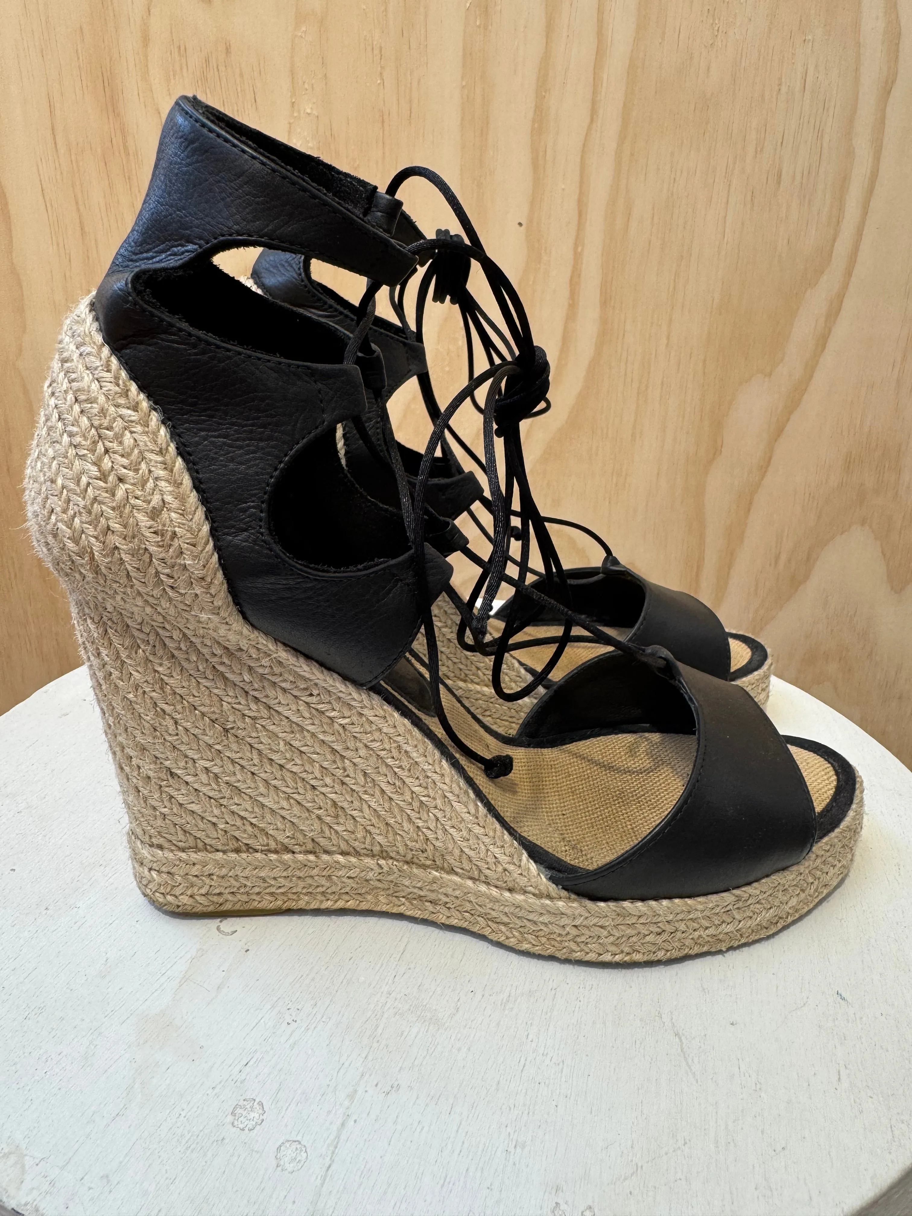 BY BIANCA LACE UP ESPADRILLES - SIZE 38