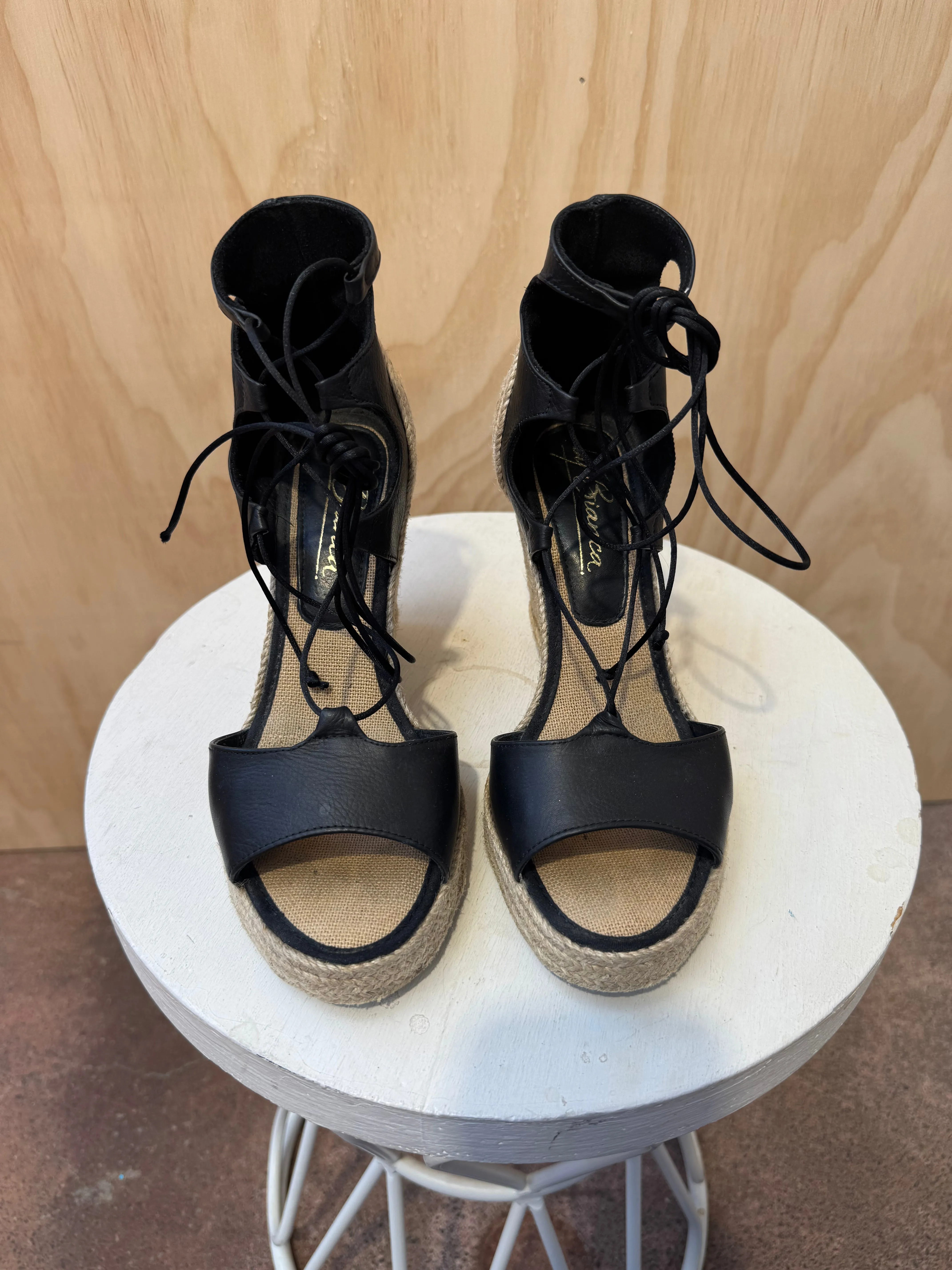 BY BIANCA LACE UP ESPADRILLES - SIZE 38