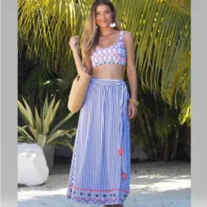CABANA LIFE  ST. BARTS COVERLUXE EMBROIDERED WRAP SKIRT​​​​