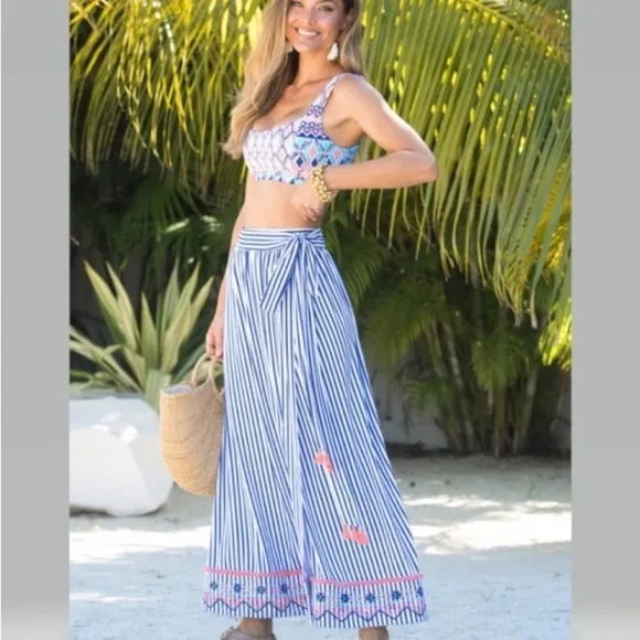CABANA LIFE  ST. BARTS COVERLUXE EMBROIDERED WRAP SKIRT​​​​