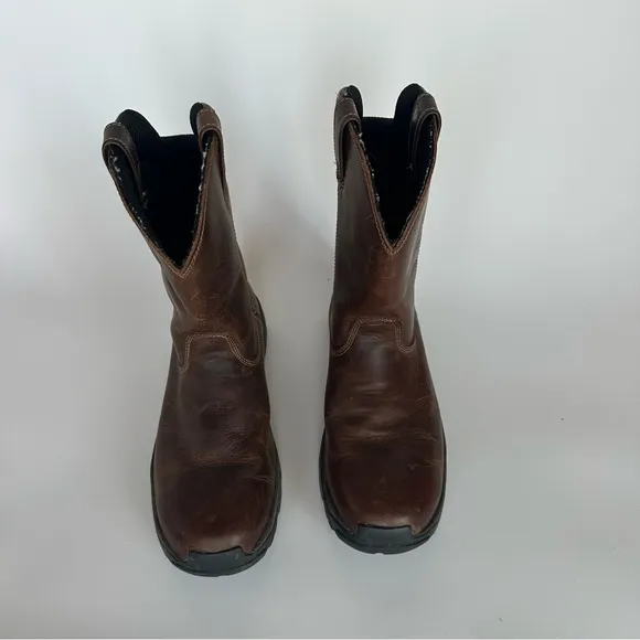 Cabelas Roughneck Ledger Wellington Work Pull On Boots Brown Leather Size 12 D