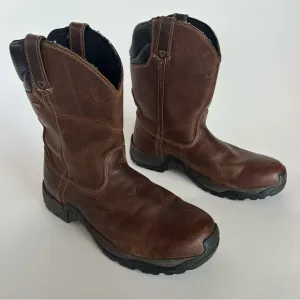 Cabelas Roughneck Ledger Wellington Work Pull On Boots Brown Leather Size 12 D